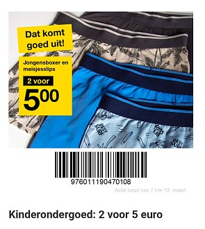 Kinderondergoed 2 voor 5 euro