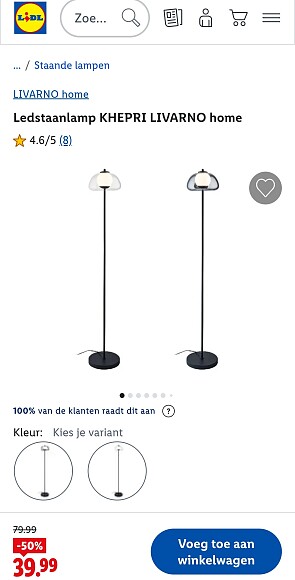 Dagdeal Ledstaanlamp KHEPRI LIVARNO home 50% korting bij Lidl