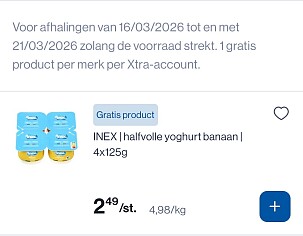 Gratis Inex yoghurt banaan 4x125 gram bij Collect en go