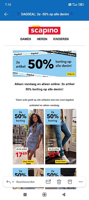Dat deal Scapino: 2e artikel 50% korting op alle denim