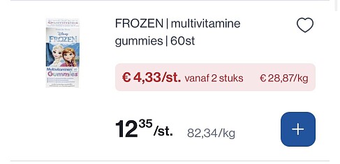 Disney cars en frozen vitamines voor slechts 4,33€/stuk