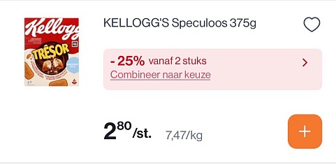 Kellogs Tresor Speculoos 375 gram goedkoper