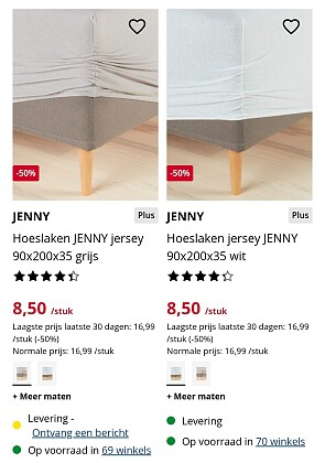 Hoeslakens tot -50% bij Jysk