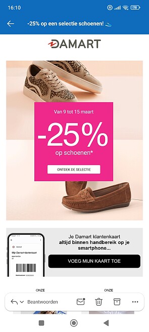 Damart: 25% korting op schoenen
