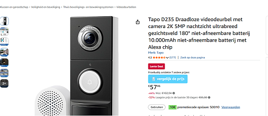 Videodeurbel: Tapo D235 Draadloze videodeurbel met camera 2K