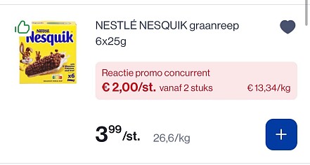 Nesquick graanrepen -50% bij okay
