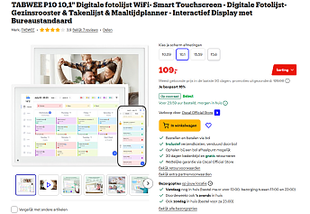 TABWEE P10 10,1" Digitale fotolijst WiFi- Smart Touchscreen