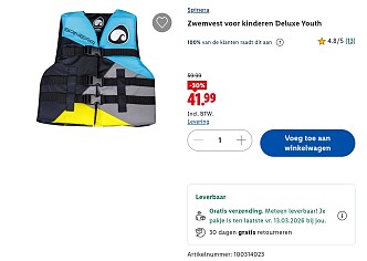 Spinera zwemvest maat junior 30 - 40 kg