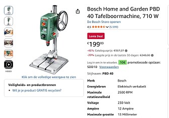 Bosch tafelboormachine -46%