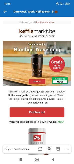 Koffiemarkt: gratis koffiebeker