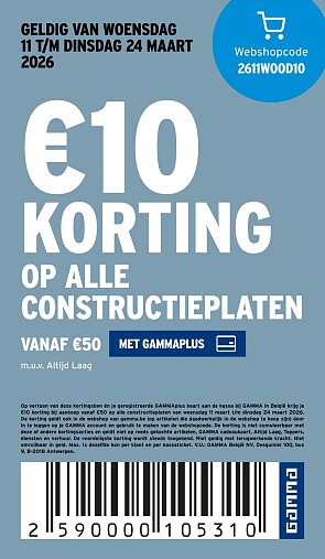 €10 korting op alle constructieplaten bij GAMMA