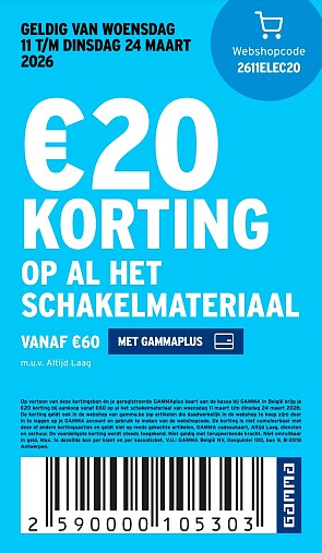 Tot €20 korting op al het schakelmateriaal bij GAMMA