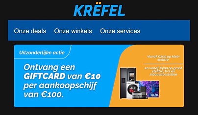 Tot 16/3 €10 giftcard per €100