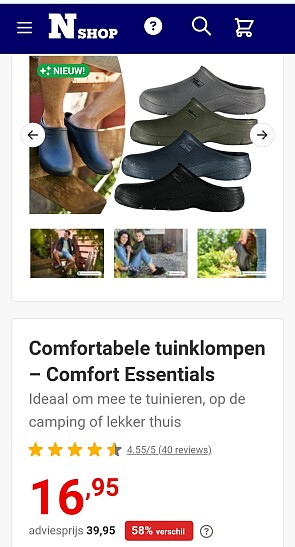 Comfortabele tuinklompen met 58% korting via de Nieuwsbladshop