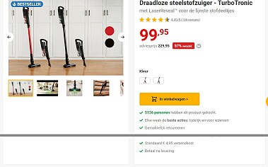 draadloze steelstofzuiger turbo tronic - 57% op nieuwsbladshop