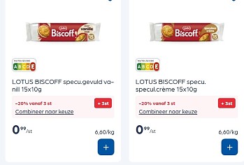 Lotus biscoff gevulde Speculoos in mooie korting