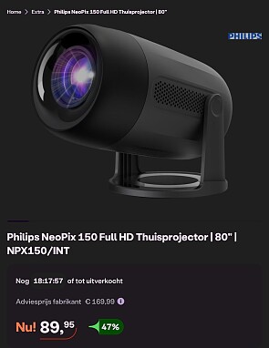 Philips NeoPix 150 Full HD Thuisprojector | 80" | NPX150/INT