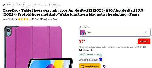 Case2go - Tablet hoes geschikt voor Apple iPad 11 (2025) A16 / Apple iPad 10.9
