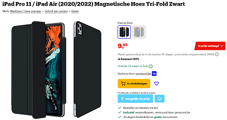 iPad Pro 11 / iPad Air (2020/2022) Magnetische Hoes Tri-Fold Zwart