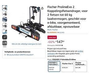 Fischer ProlineEvo 2 Koppelingsfietsendrager -66%