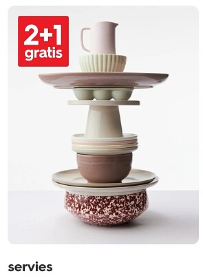 servies 2+1 gratis