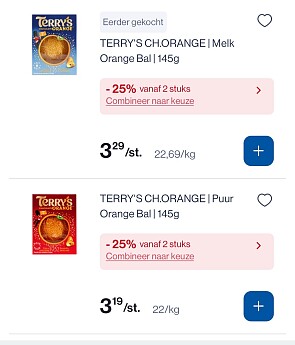 Terry’s chocolade bal orange -25% + coupon