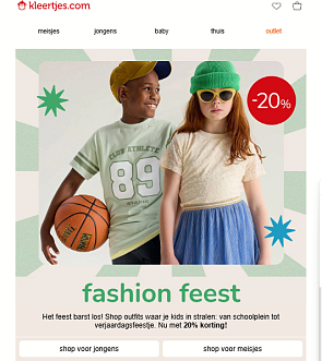 Kleertjes.com: 20% korting