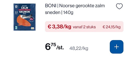 Boni gerookte zalm goedkoper
