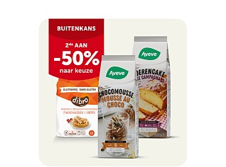 50% op 2e bakmix bij Aveve 💚