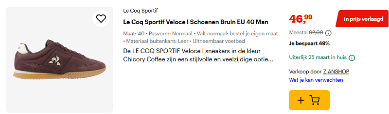-49% Le Coq Sportif Veloce schoenen bruin