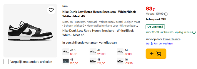 Nike heren sneakers - zwart/wit goedkoper bij Bol