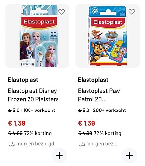 Elastoplast pleisters voor kinderen -72%