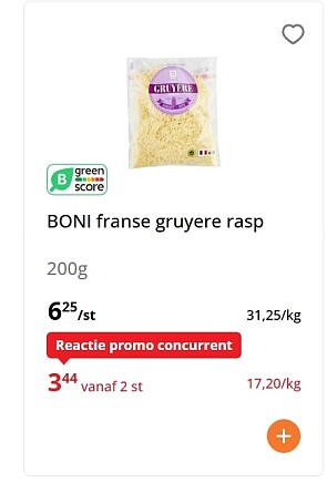 Verschillende geraspte kazen goedkoper