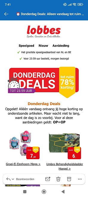 Donderdag deal bij lobbes.nl: tot -65%