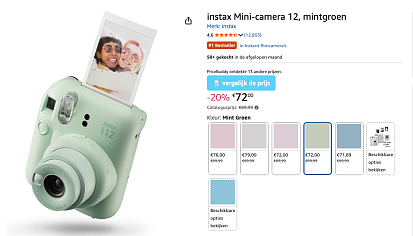 Instax camera aan 20% korting