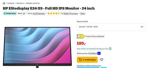 Computerscherm: HP Elitedisplay E24 G5