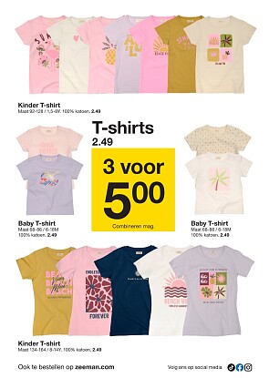 Kinder & baby t-shirts 3 voor €5
