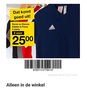 Adidas en Puma t-shirts 2 voor €25