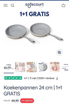 Safecourt Koekenpan 24 cm PFAS-vrij, PTFE-vrij