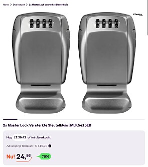 2x Master Lock Versterkte Sleutelkluis -79%