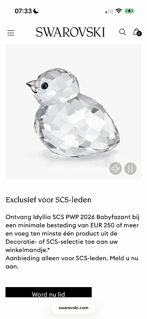 Babyfazant enkel voor leden Swarovski