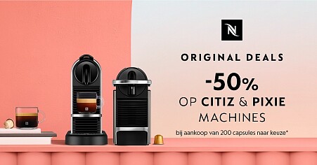 50% op Nespresso Citiz & Pixie machines