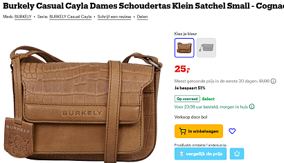 Burkely schoudertas aan €25,00 bij Bol