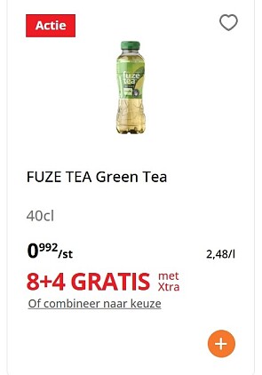 Verschillende varianten Fuze tea 40 cl flesjes goedkoper