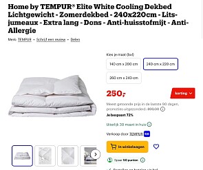 Tempur zomerdekbed 240x220cm -72%