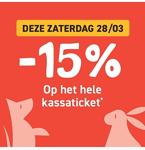 Zaterdag 28/03 15% bij Tom & Co