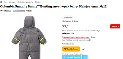 Columbia sneeuwpak baby- Meisjes - maat 6/12