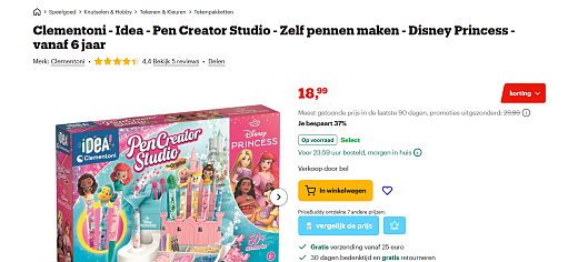 Clementoni - Zelf pennen maken - Disney Princess editie