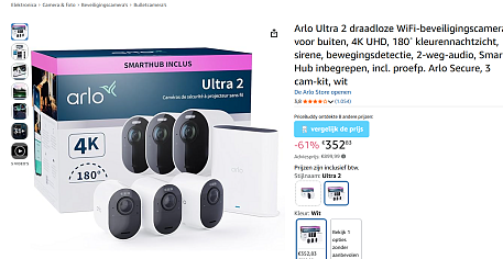 Arlo Ultra 2 draadloze WiFi-beveiligingscamera voor buiten - 3 stuks