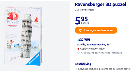 3D puzzels Ravensborger bij Action